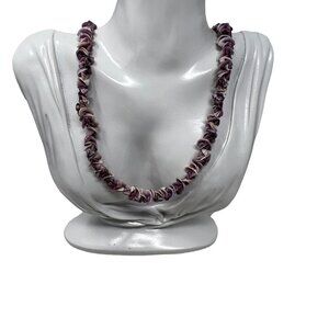 Vintage‎ Shell Necklace Purple White Shells Beach Ocean 32 inches